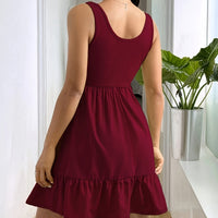 Ruffled Lychee Leaf Off-Shoulder Beach & Resort Dress for Women