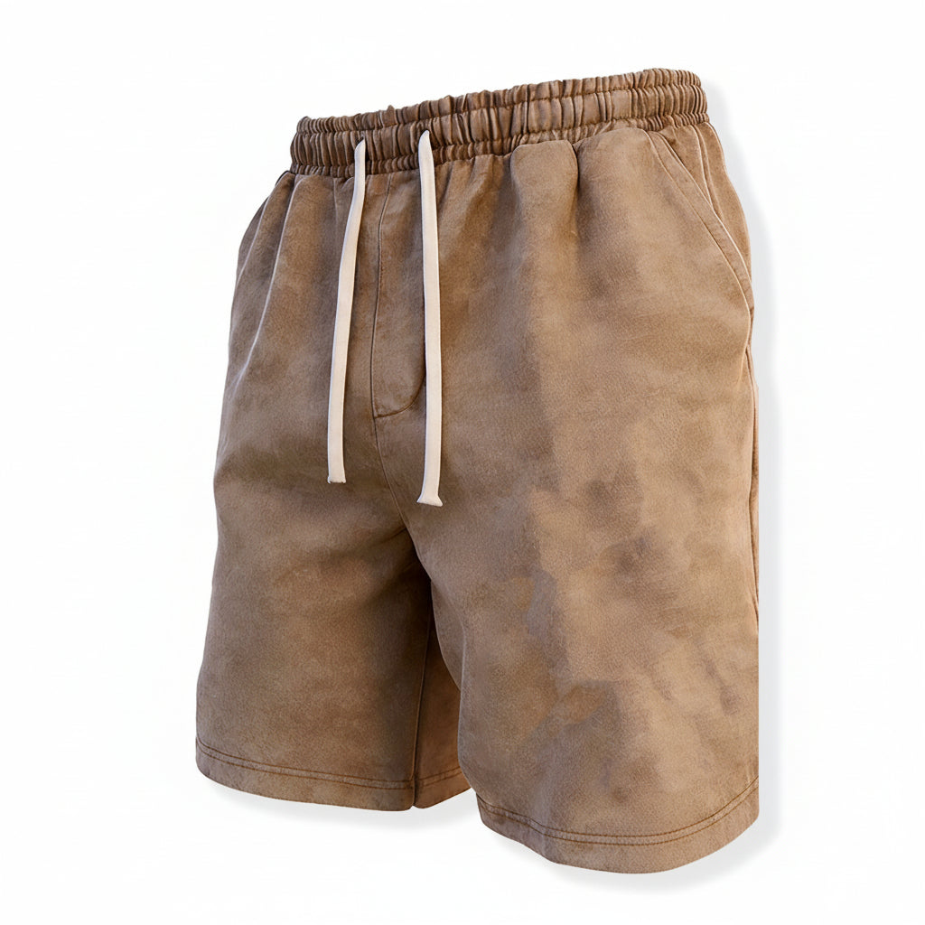 Coffee Brown Cotton Loungewear Shorts Elastic Waist Loose Fit