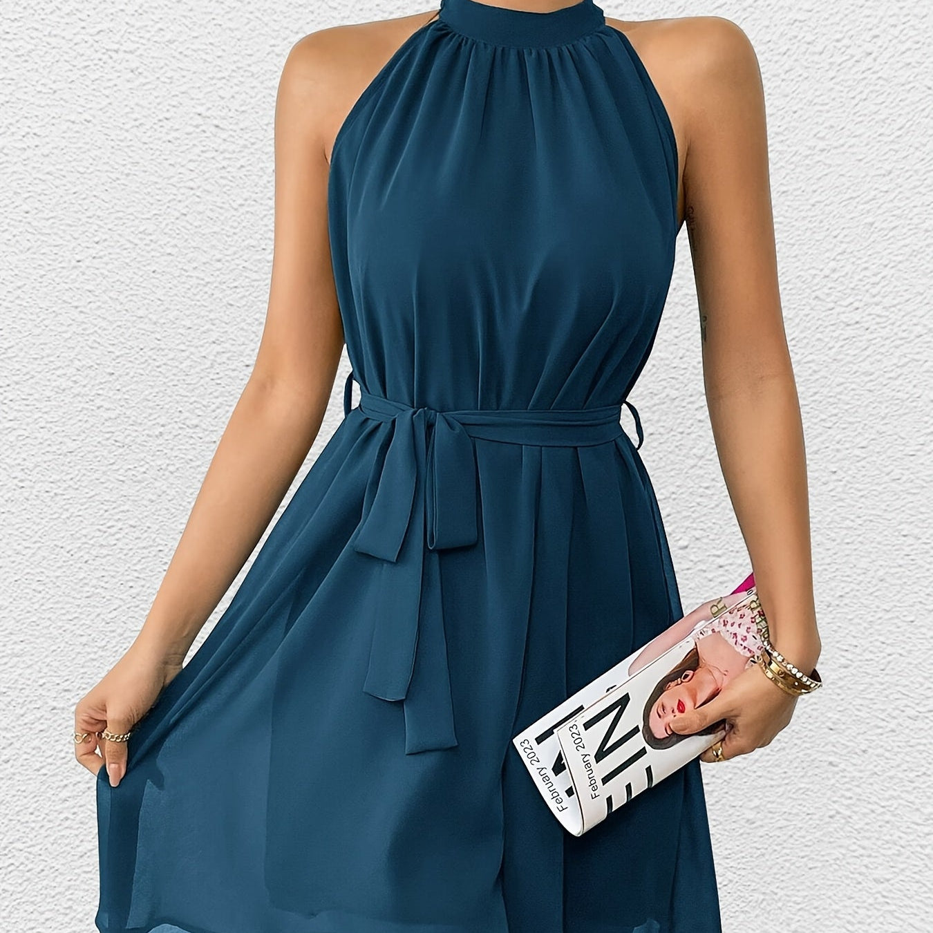 Women’s Elegant Solid Color Dress Sophisticated Look