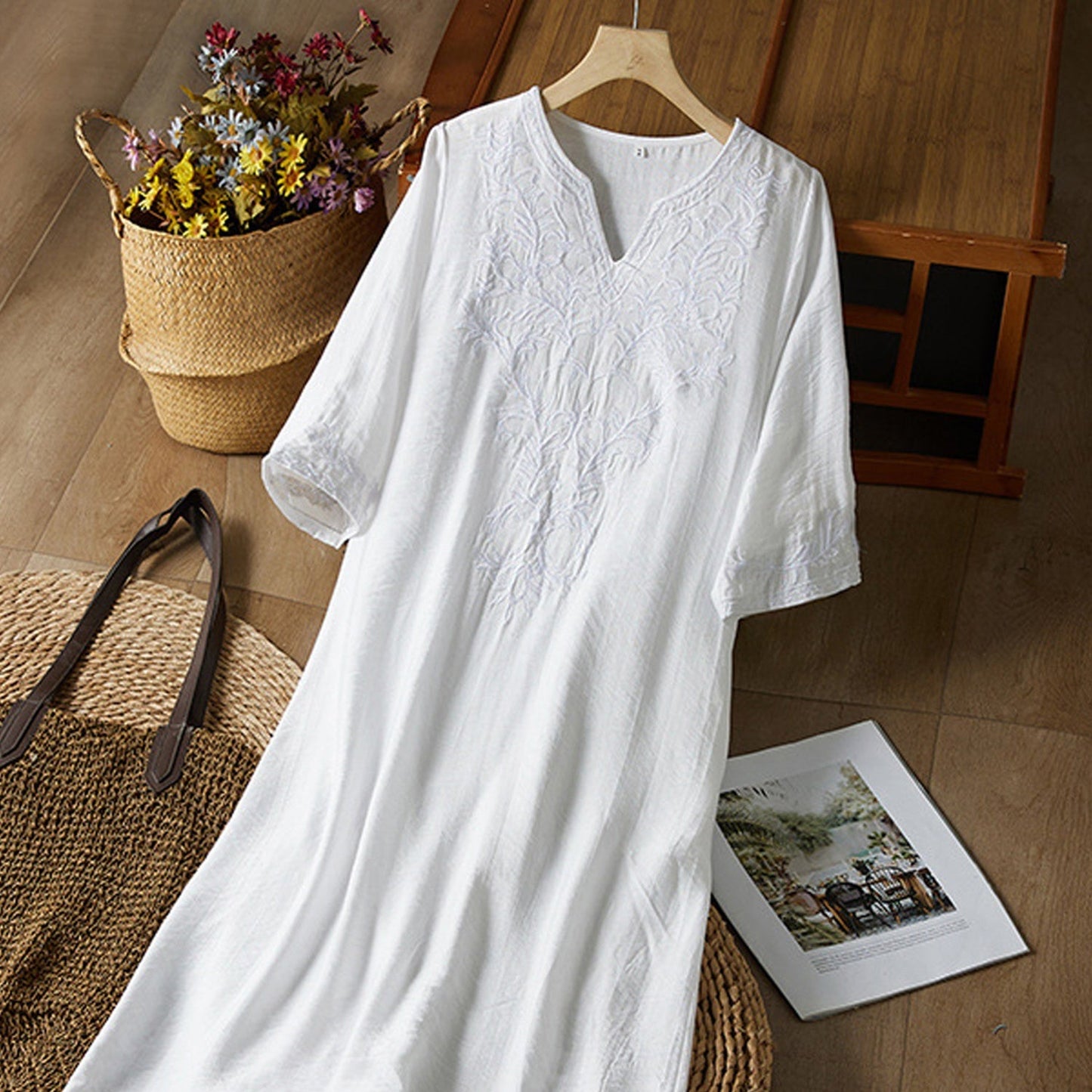 Elegant Linen Midi Dress