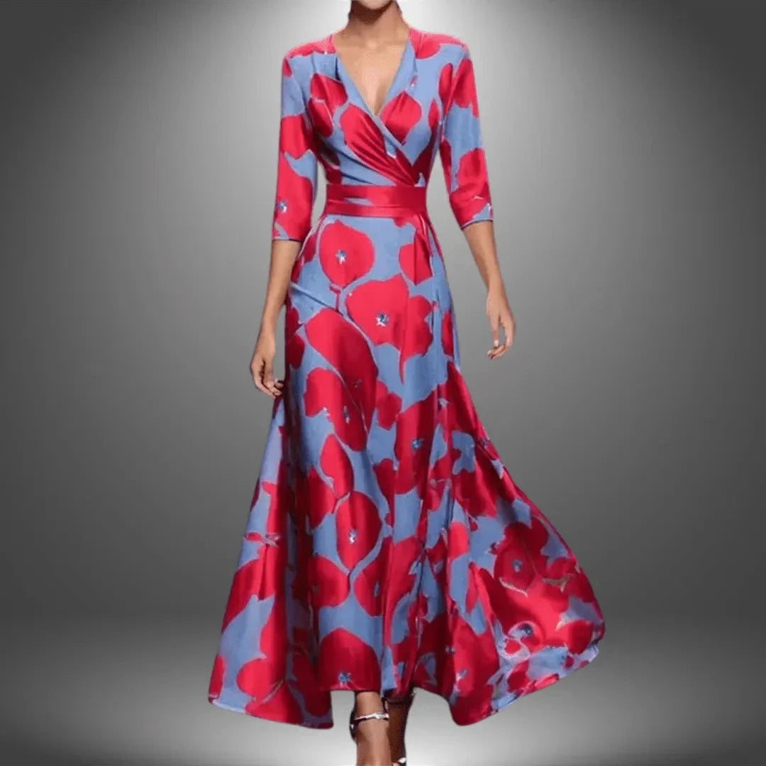 Elegant Printed Wrap Dress