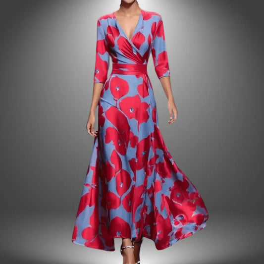 Elegant Printed Wrap Dress