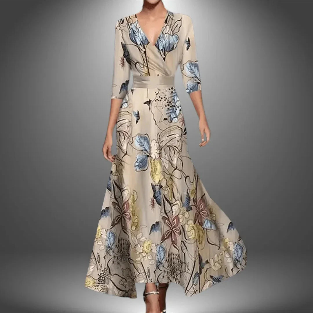 Elegant Printed Wrap Dress
