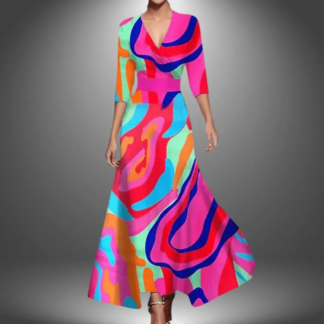 Elegant Printed Wrap Dress