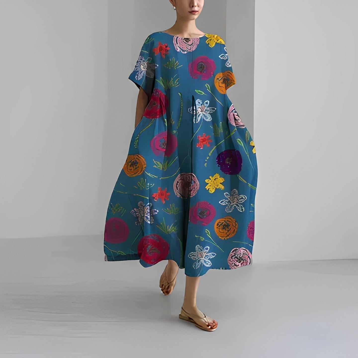Relaxed Printed Casual Dress