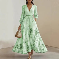 Elegant Floral Pleated Maxi Dress