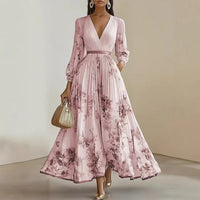 Elegant Floral Pleated Maxi Dress