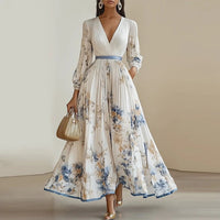 Elegant Floral Pleated Maxi Dress